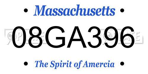 08GA396 Massachusetts License Plate