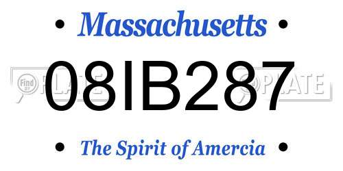 08IB287 Massachusetts License Plate