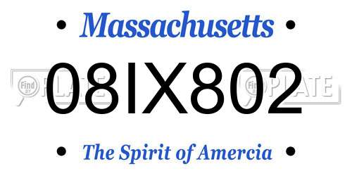 08IX802 Massachusetts License Plate