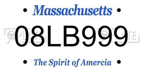 08LB999 Massachusetts License Plate