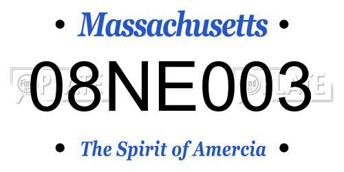08NE003 Massachusetts License Plate