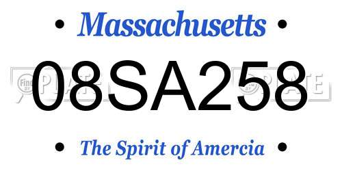 08SA258 Massachusetts License Plate