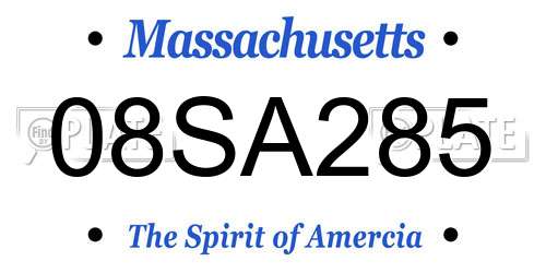 08SA285 Massachusetts License Plate