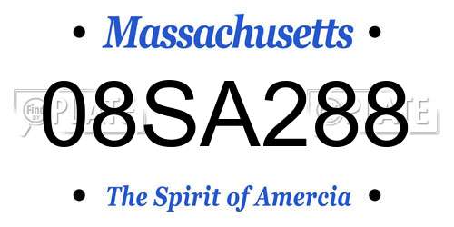 08SA288 Massachusetts License Plate