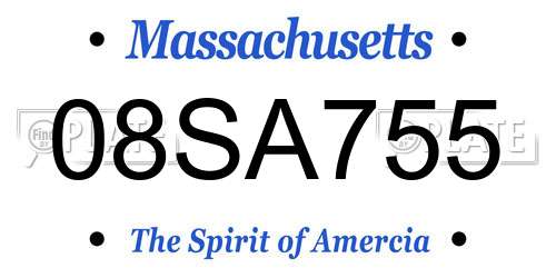 08SA755 Massachusetts License Plate