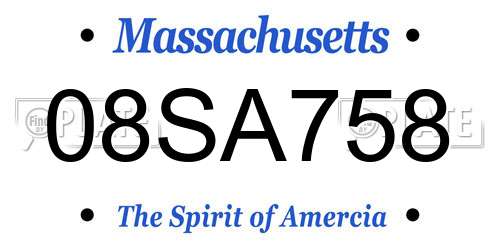 08SA758 Massachusetts License Plate
