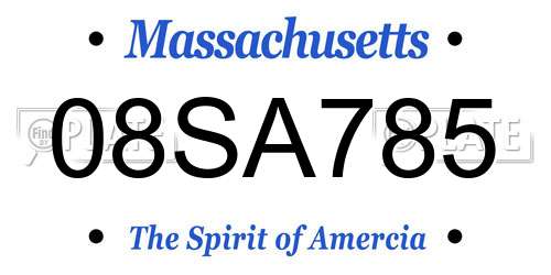 08SA785 Massachusetts License Plate