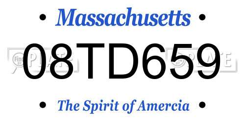 08TD659 Massachusetts License Plate