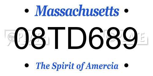 08TD689 Massachusetts License Plate