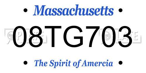 08TG703 Massachusetts License Plate