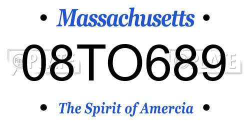 08TO689 Massachusetts License Plate
