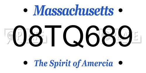 08TQ689 Massachusetts License Plate