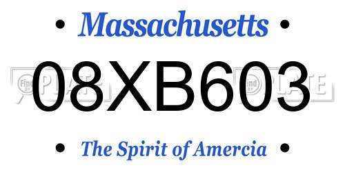 08XB603 Massachusetts License Plate