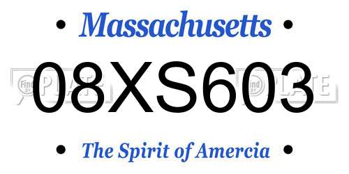 08XS603 Massachusetts License Plate
