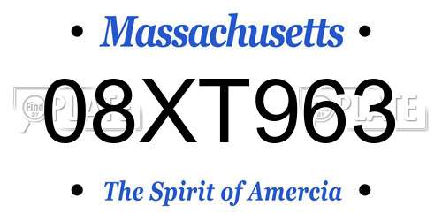 08XT963 Massachusetts License Plate