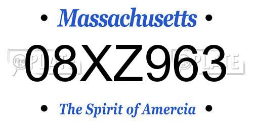 08XZ963 Massachusetts License Plate