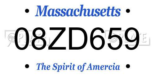 08ZD659 Massachusetts License Plate