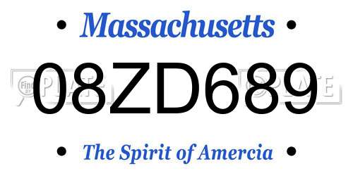 08ZD689 Massachusetts License Plate