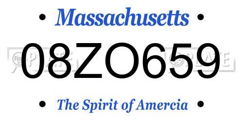 08ZO659 Massachusetts License Plate