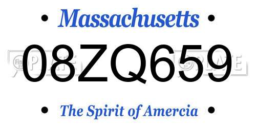 08ZQ659 Massachusetts License Plate