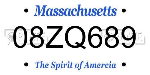08ZQ689 Massachusetts License Plate