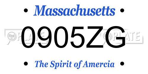 0905ZG Massachusetts License Plate