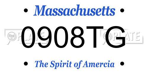 0908TG Massachusetts License Plate