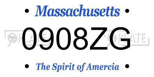 0908ZG Massachusetts License Plate