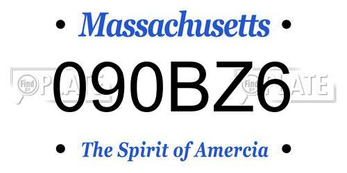 090BZ6 Massachusetts License Plate