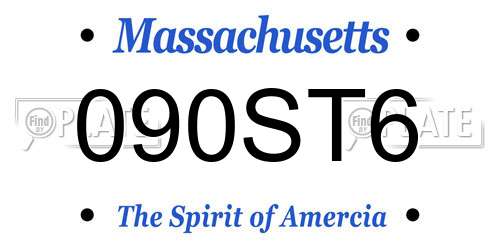 090ST6 Massachusetts License Plate