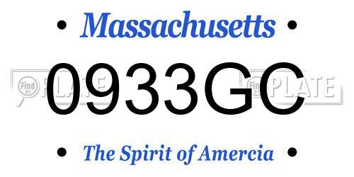 0933GC Massachusetts License Plate