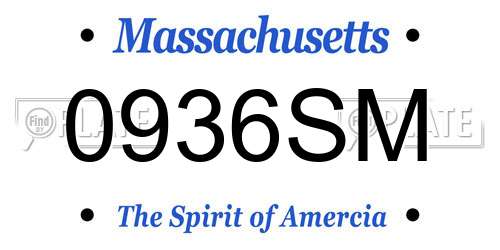 0936SM Massachusetts License Plate