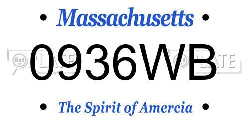 0936WB Massachusetts License Plate