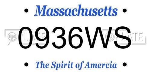 0936WS Massachusetts License Plate