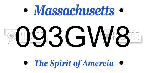 093GW8 Massachusetts License Plate
