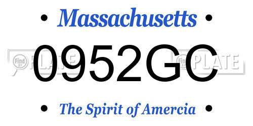 0952GC Massachusetts License Plate