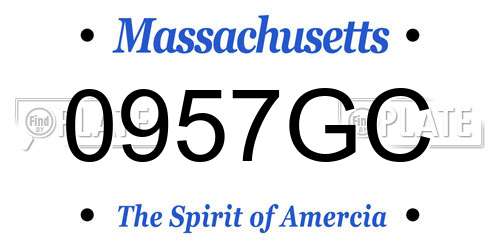 0957GC Massachusetts License Plate