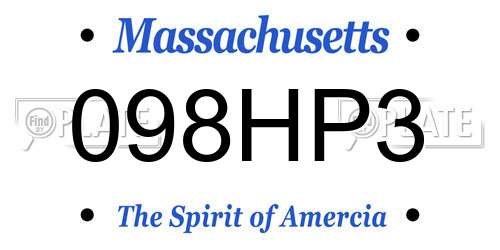 098HP3 Massachusetts License Plate