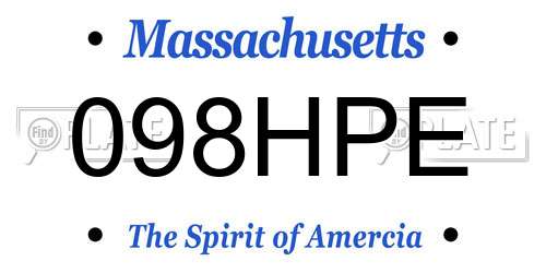 098HPE Massachusetts License Plate