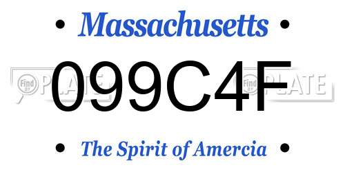 099C4F Massachusetts License Plate