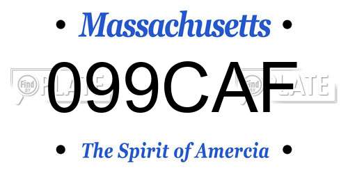 099CAF Massachusetts License Plate