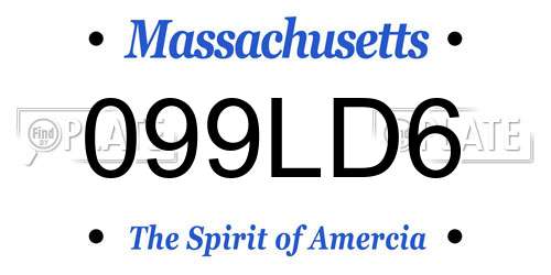 099LD6 Massachusetts License Plate