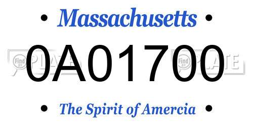 0A01700 Massachusetts License Plate