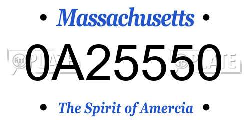 0A25550 Massachusetts License Plate