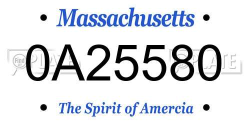 0A25580 Massachusetts License Plate