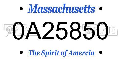 0A25850 Massachusetts License Plate