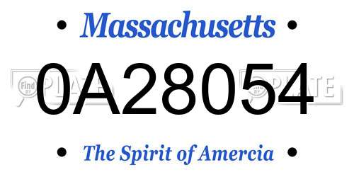 0A28054 Massachusetts License Plate