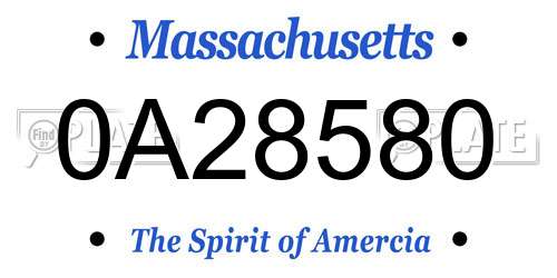 0A28580 Massachusetts License Plate