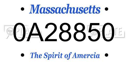 0A28850 Massachusetts License Plate