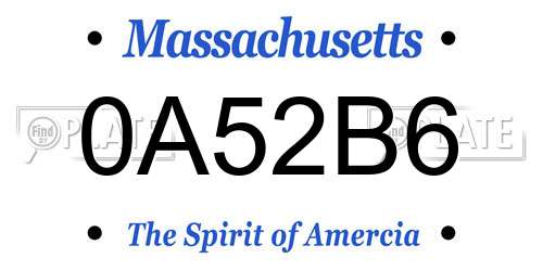 0A52B6 Massachusetts License Plate
